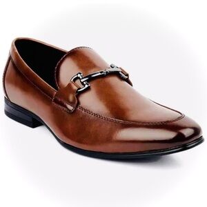 Alfani Men’s Otis‎ Bit Cognac Faux Leather Buckle Loafers sz 10.5M Preppy Formal
